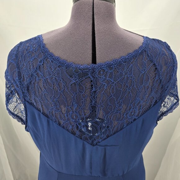 725-22 Torrid Navy Blue Lace Knee Length Cap sleeved dress Size 16 - Picture 10 of 13